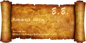 Bakányi Béla névjegykártya